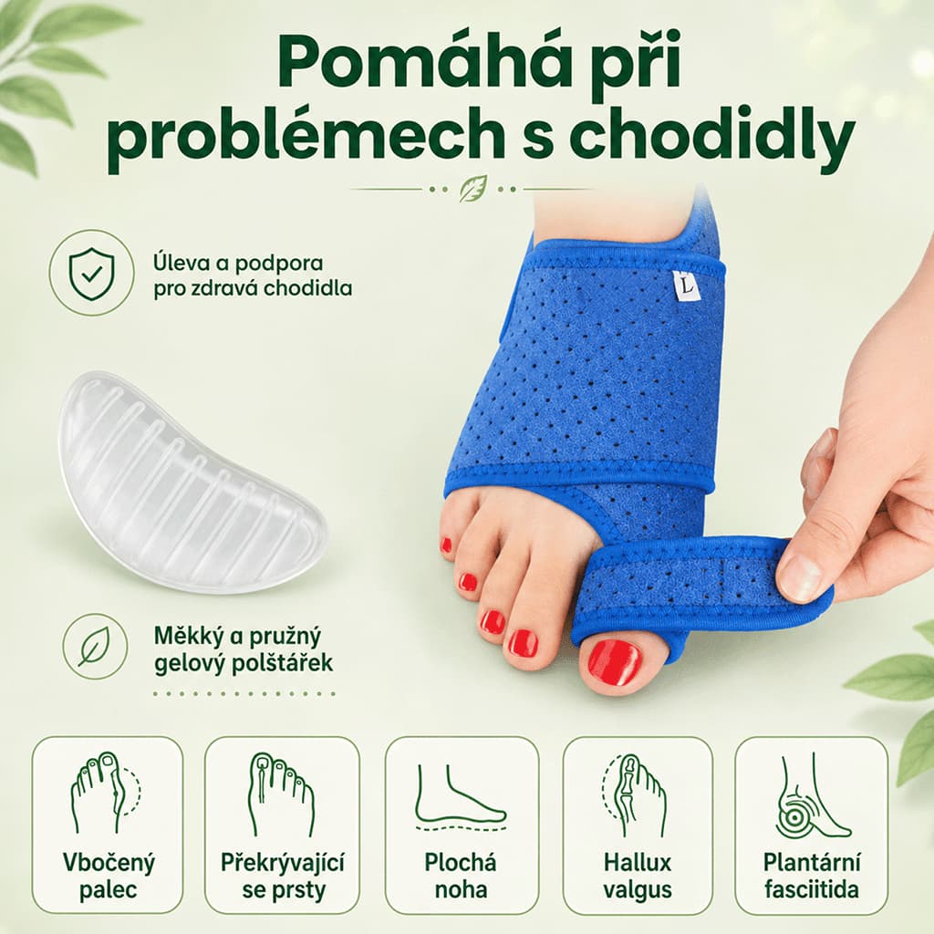 Měkké bandáže na vbočený palec s gélovou oporou klenby